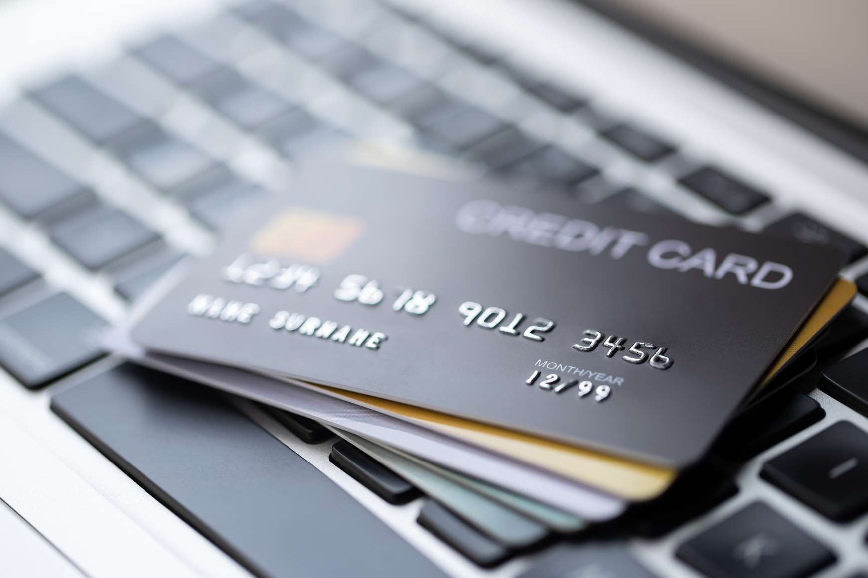 Credit Cards on a Laptop