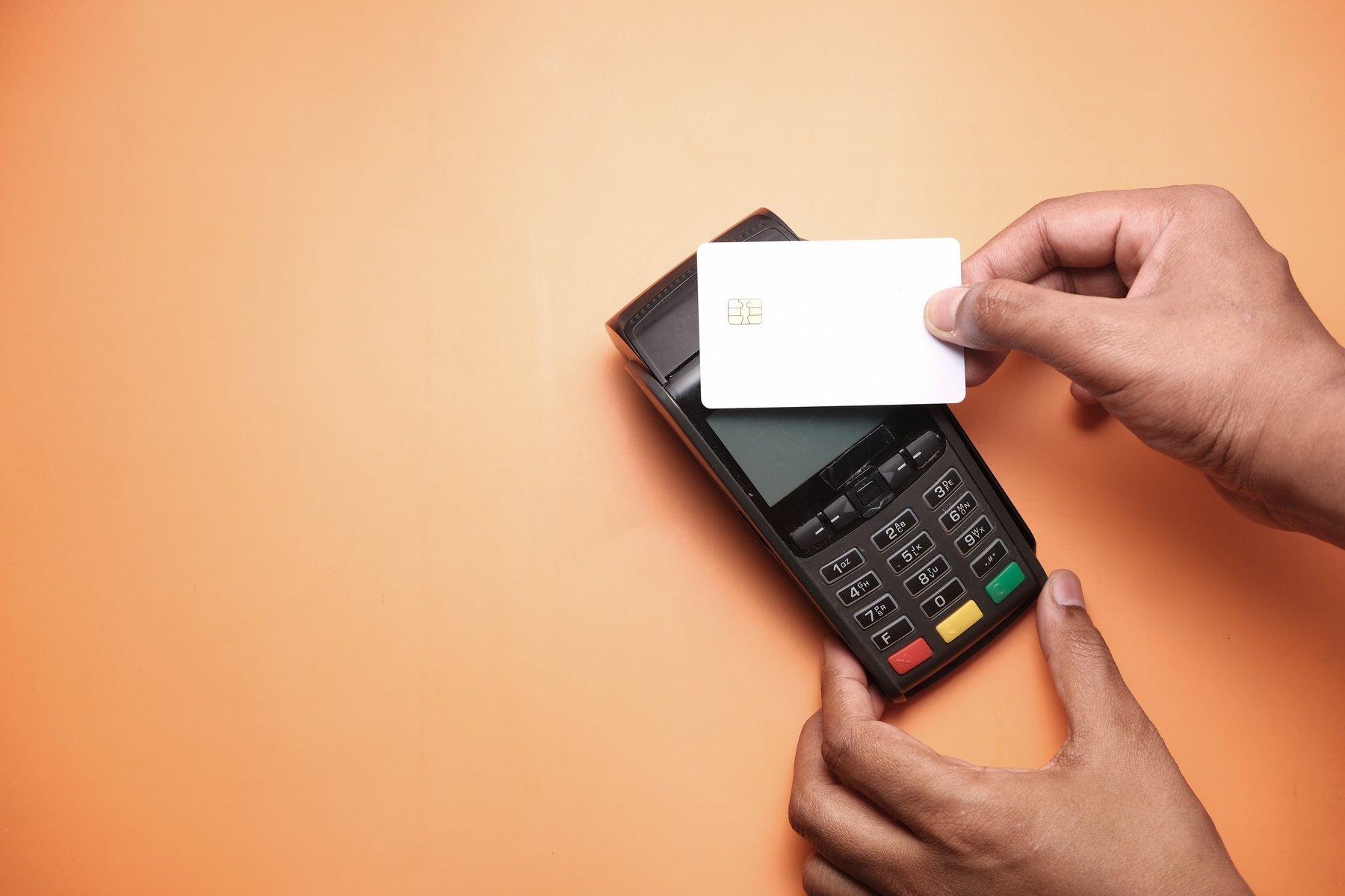 Payment Terminal Charging from a Card, Contactless Payment.